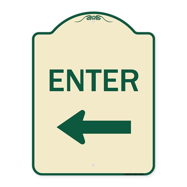 Parking Lot Enter Left Arrow Heavy-Gauge Aluminum Architectural Sign, 24" x 18", TG-1824-23427